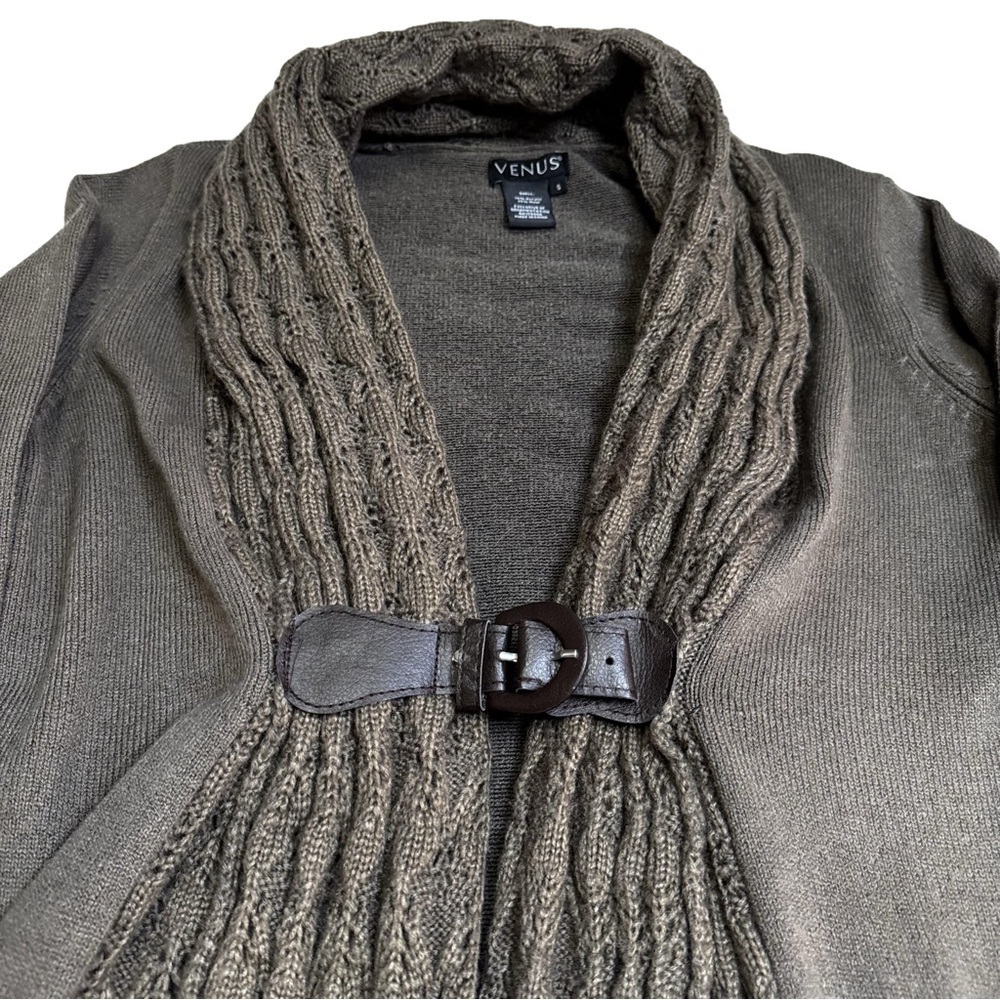 VENUS Brown Knit Cardigan Sweater with Buckle 
Size Small 
NWT
Crochet Trim - Picture 9 of 12